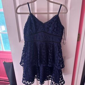 Aqua by Bloomingdale's "Self Portrait" Navy & Black Mini Dress